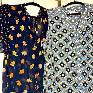 Two Cabi Floral and Geometric Patterned Women's Tops Size L
